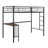 Twin Metal Loft Bed with Desk Underneath for Teen, Junior, Adult