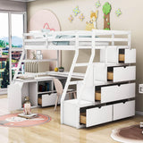 Twin Loft Bed with Desk and Stairs, Storage for Teens, Kids - [Drawers]