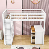 Twin Size Loft Bed with Desk and Storage Drawers, Shelves for Adults, Kids - [Wood]