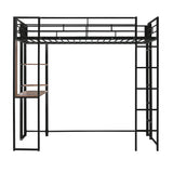 Metal Twin Loft Bed with Desk and Storage Shelves for Teens, Junior, Adult