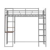 Metal Twin Loft Bed with Desk and Storage Shelves for Teens, Junior, Adult