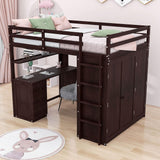 Full Size Loft Bed with Desk and Storage for Kids, Adults - [Wardrobe]