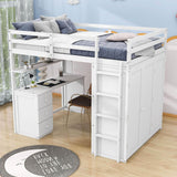 Full Size Loft Bed with Desk and Storage for Kids, Adults - [Wardrobe]