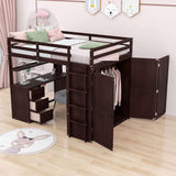 Full Size Loft Bed with Desk and Storage for Kids, Adults - [Wardrobe]