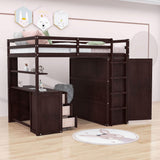 Full Size Loft Bed with Desk and Storage for Kids, Adults - [Wardrobe]