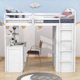 Full Size Loft Bed with Desk and Storage for Kids, Adults - [Wardrobe]