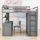 Full Size Loft Bed with Desk and Storage for Kids, Adults - [Wardrobe]