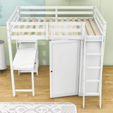 Full Size Loft Bed with Desk and Storage for Adults, Kids - [Wardrobe]