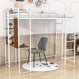 Metal Twin Loft Bed with Desk and Storage Shelves for Teens, Junior, Adult