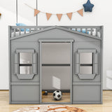 Sturdy Twin Size House Loft Bed for Girls and ,Boys - [Wooden]