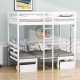 Convertible Twin Loft Bed with Couch and Table, Storage - [Wood, Drawers]