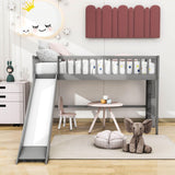 Small Twin Kids Loft Bed with Slide and Ladder - [Wood]