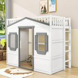 Sturdy Twin Size House Loft Bed for Girls and ,Boys - [Wooden]