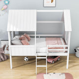 Low Twin Loft House Bed for Kids, Toddler - [Wood, Fun]