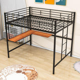 Metal Full Size Loft Bed with Desk and Grid for Kids, Adults, Teens