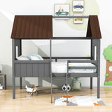 Low Twin Loft House Bed for Kids, Toddler - [Wood, Fun]