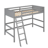 Solid Wood Twin Loft Bed with Interchangeable Ladder for Kids, Adults- [Medium]