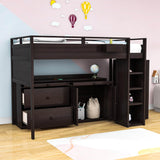 Twin Loft Bed with Desk and Storage for Kids, Teens - [Wooden]