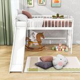 Small Twin Kids Loft Bed with Slide and Ladder - [Wood]