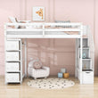 Twin Loft Bed with Stairs and Storage for Kids, Junior - [Wood, Drawers, Shelves]