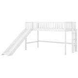 Small Twin Kids Loft Bed with Slide and Ladder - [Wood]