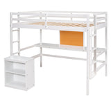 Full Size Loft Bed with Desk and Storage, Writing Board for Adults