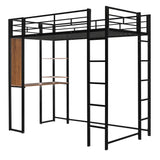 Metal Twin Loft Bed with Desk and Storage Shelves for Teens, Junior, Adult