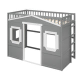 Sturdy Twin Size House Loft Bed for Girls and ,Boys - [Wooden]