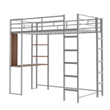 Metal Twin Loft Bed with Desk and Storage Shelves for Teens, Junior, Adult