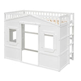 Sturdy Twin Size House Loft Bed for Girls and ,Boys - [Wooden]