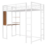 Metal Twin Loft Bed with Desk and Storage Shelves for Teens, Junior, Adult