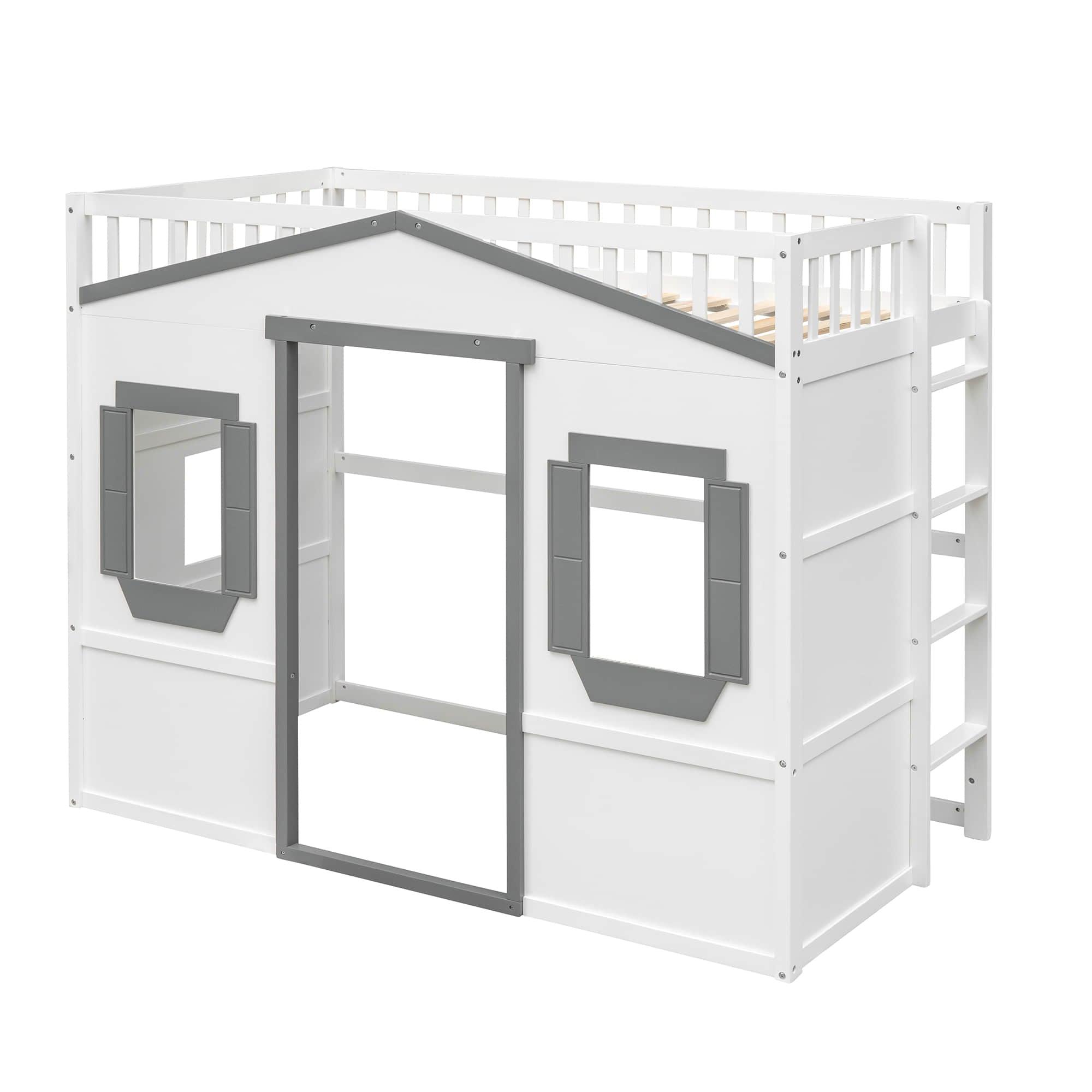 Sturdy Twin Size House Loft Bed for Girls and ,Boys - [Wooden]