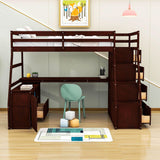 Twin Loft Bed with Desk and Stairs, Storage for Teens, Kids - [Drawers]