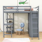 Full Size Loft Bed with Desk and Storage for Adults, Kids - [Wardrobe]