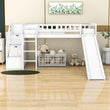 Low Twin Loft Bed with Storage Stairs and Slide - [Wood, Interchangeable]