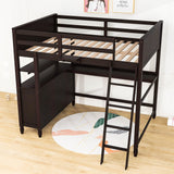 Full Size Loft Bed with Desk and Storage Dresser for Adult, Kids - [Wood, Drawers, Shelves]