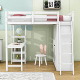 Full Size Loft Bed with Desk and Storage for Adults, Kids - [Wardrobe]