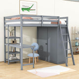 Full Size Loft Bed with Desk and Storage for Adults, Kids - [Wardrobe]