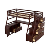 Twin Loft Bed with Desk and Stairs, Storage for Teens, Kids - [Drawers]