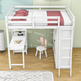 Full Size Loft Bed with Desk and Storage for Adults, Kids - [Wardrobe]