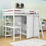 Full Size Loft Bed with Desk and Storage for Adults, Kids - [Wardrobe]