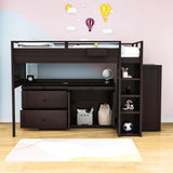 Twin Loft Bed with Desk and Storage for Kids, Teens - [Wooden]