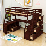 Twin Loft Bed with Desk and Stairs, Storage for Teens, Kids - [Drawers]