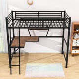 Metal Twin Loft Bed with Desk and Storage Shelf for Gamer, Adults