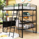 Metal Full Size Loft Bed with Desk and Storage for Adults, Gamer