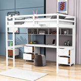 Modern Smart Full Size Loft Bed with Desk and Storage for Adults, Kids