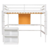 Wood Twin Loft Bed with Desk and Storage for Adults, Kids - [Cabinet]