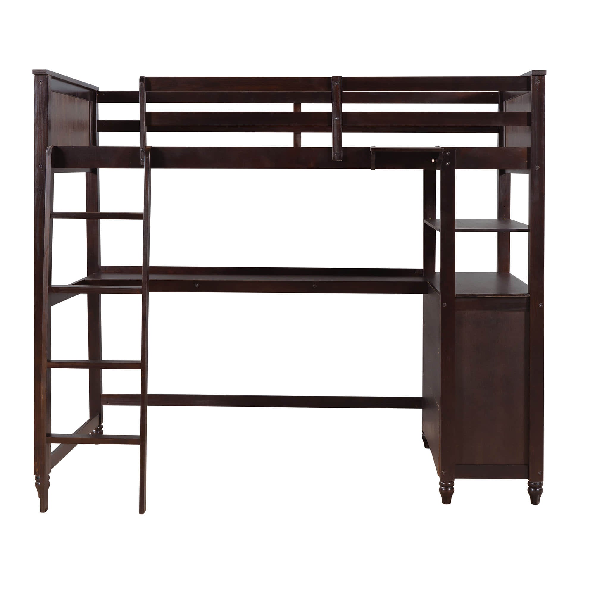 Twin Size Convertible Loft Bed with Desk and Storage - [Dresser, Shelves]