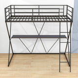 Metal Twin Loft Bed with Desk Underneath for Adults, Teens