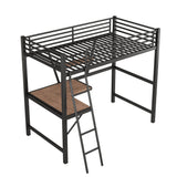 Metal Twin Loft Bed with Desk and Storage Shelf for Gamer, Adults